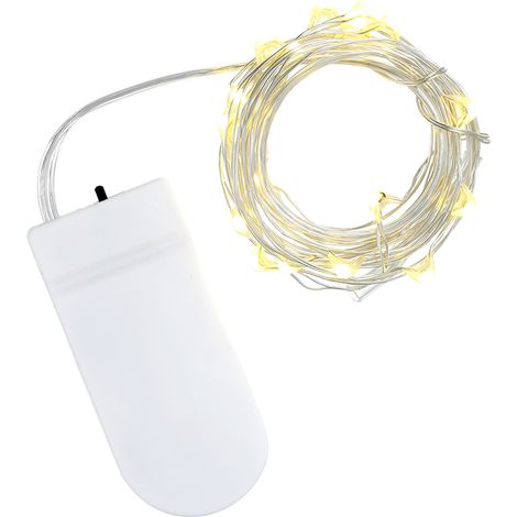 Guirnalda de luces LED de alambre de cobre, 10 luces, funciona con pilas, para decoración navideña, jardín, fiestas, interior y exterior, 1 m. (1/5)