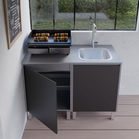 Cuisine d'extérieur en inox KX08 - 120 cm avec évier