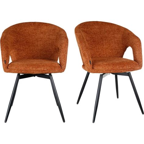 Lot de 2 chaises rotatives 180° en tissu doux terracotta - ALEX (1/5)