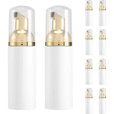 Lot de 10 mini flacons distributeurs de savon moussant de voyage en plastique, vides, pour savon liquide moussant et nettoyant pour cils. (1/5)