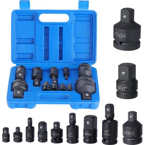 11-teiliger Schlagschrauber-Adapter, Steckschlüssel-Adapter, 360° universelle kardanische Dreh-Stecknüsse, Reduzierstücke für Steckschlüssel-Konverter 1/4 Zoll, 3/8 Zoll, 1/2 Zoll, 3/4 Zoll