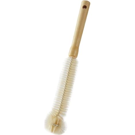 Cepillo para biberones, mango largo de madera, apto para biberones de cuello estrecho, estilo deportivo (30 cm). (1/4)