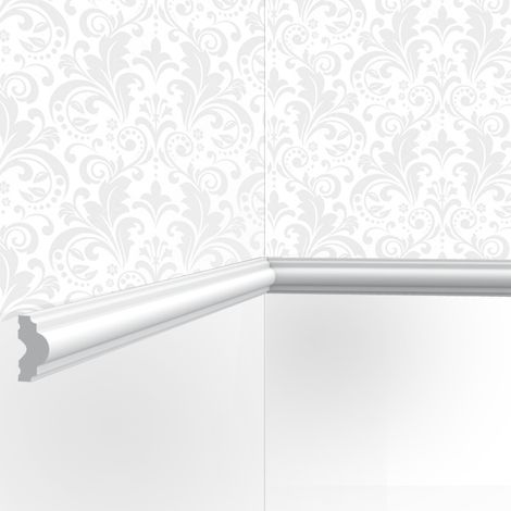 Moulure décorative en polyuréthane 200 cm – Corniche plafond 2,5 cm de hauteur – Installation facile avec colle FDP500