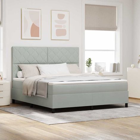 Teenpull – Boxspringbett mit Kopfteil Hellgrau 180 x 200 cm Samt (1/5)