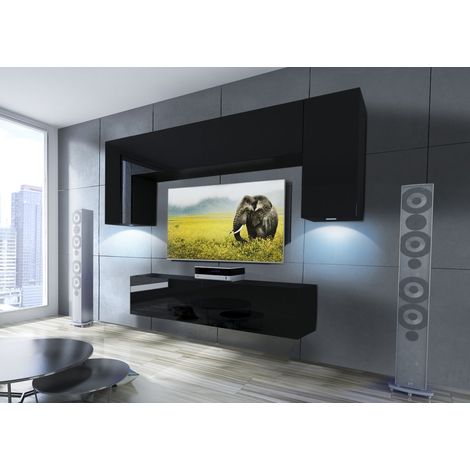 Ensemble meuble TV CONCEPT 2-HG-B-6-2B noir brillant 120 cm (1/2)