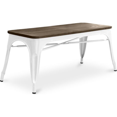 Banc Design Industriel - Bois et Métal - Stylix Blanc