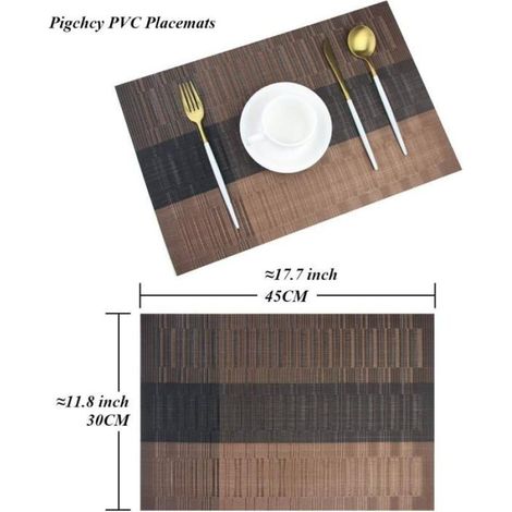 Set da tavola lavabile da 6 pezzi in vinile intrecciato marrone resistente - ALTRO (1/4)