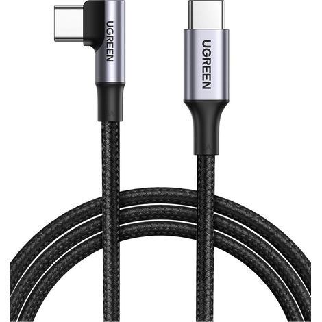 Câble de charge rapide coudé UGREEN USB-C vers USB-C 100 W PD, 2 m - Noir