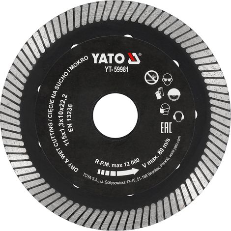 Disque de coupe diamanté turbo 115 x 22,2 mm pour grès cérame