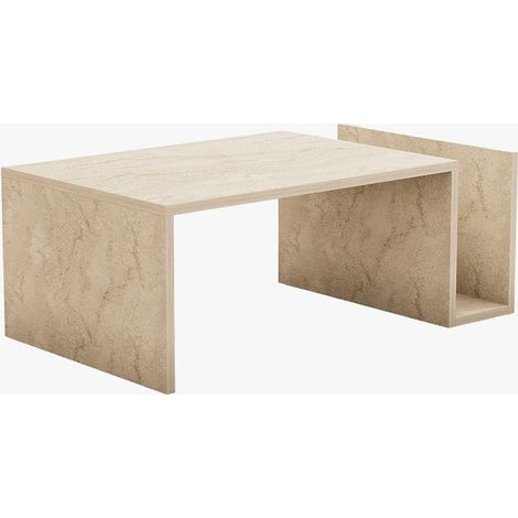 NOAH Table basse rectangulaire beige avec rangement intégré (1/5)