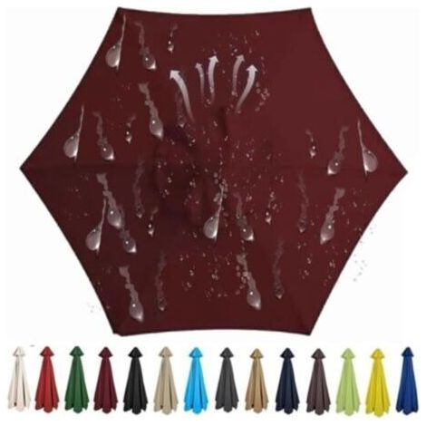 Toile de rechange pour parasol d'extérieur à 8 baleines, tissu polyester (300 cm, bordeaux) (1/5)