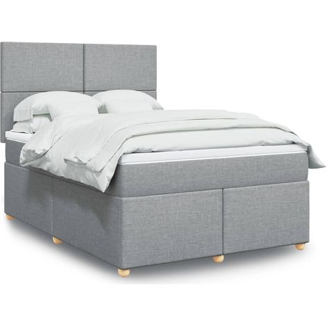 Boxspringbett mit Matratze Hellgrau 160x200 cm Stoff vidaXL