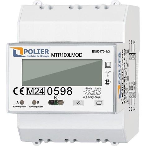 Compteur électrique modulaire tétrapolaire 100 A MID - Polier
