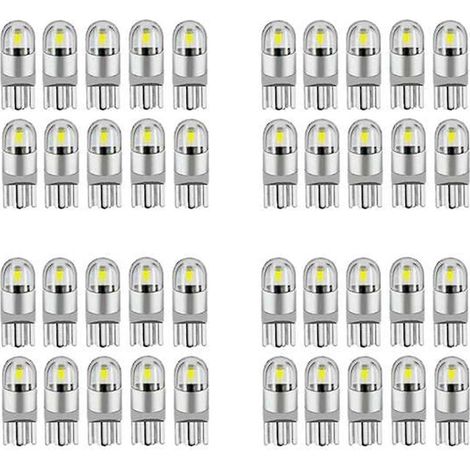 Lot de 40 ampoules LED blanches 6000K Canbus T10 168 194 W5W pour plafonnier, plaque d'immatriculation et feux de position latéraux (1/5)