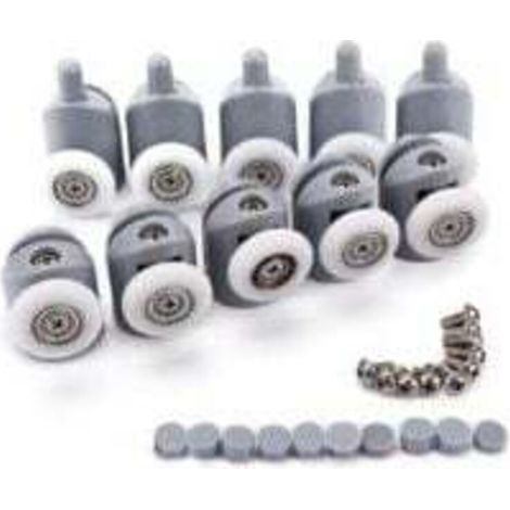 10 rodillos ajustables de doble rodillo para puerta de ducha, ruedas para cabina de ducha de baño, 25 mm, 5 superiores y 5 inferiores - Crezuo