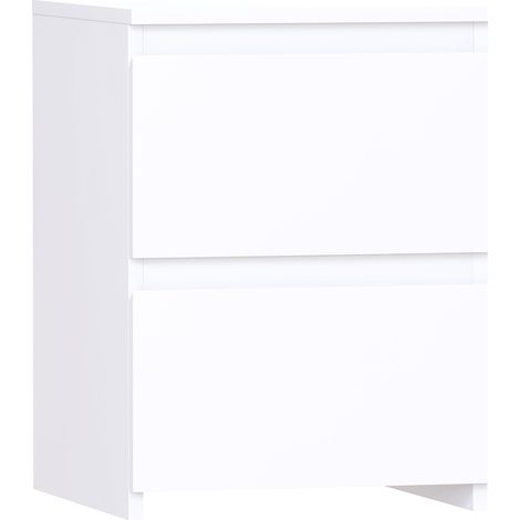Denver 2 Drawer Bedside Table Cabinet Chest Nightstand Bedroom Furniture, White (1/5)