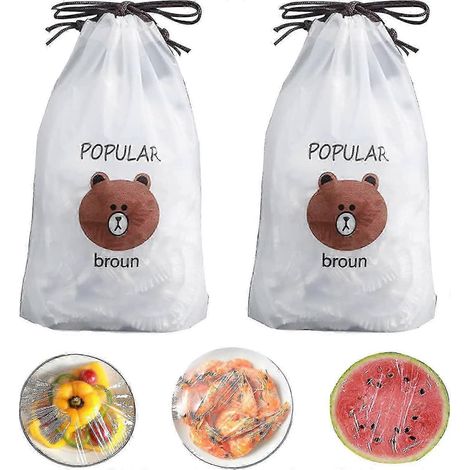 Lot de 200 sacs de conservation alimentaire, couvercles réutilisables pour aliments, film alimentaire avec élastique, sac de fermeture, couvercle élastique pour bols et assiettes (1/5)