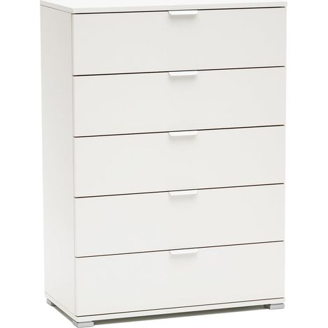 Cassettiera 5 cassetti bianca già montata 38x75x105 cm
