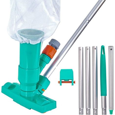Aspirateur de Piscine, Kit d'entretien de Piscine Portable avec Poteau en Aluminium, Nettoyeur sous-Marin à Jet sous Vide, Sac en Maille - pour Fontaine Bassin Piscine Nettoyer Feuilles Saleté (1/5)