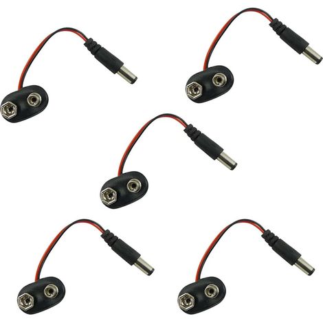 5PCS DC 9V 10CM 5,5 2,1mm Bouton de la Batterie Fiche d'alimentation (1/5)