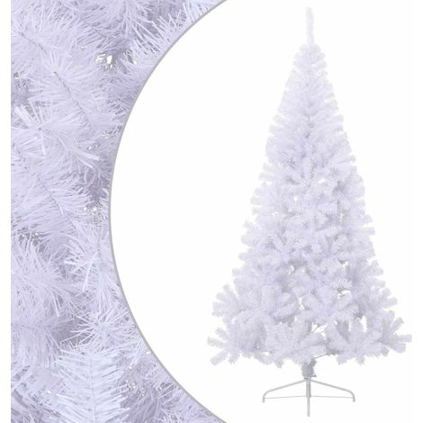 Demi-sapin de Noël artificiel gain de place contre le mur en PVC avec support Blanc 210 cm (1/5)