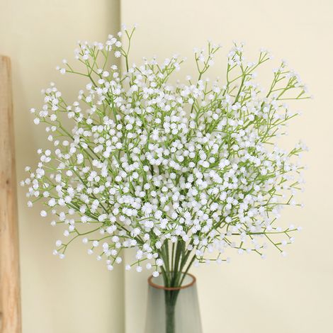 Bouquet de mariée artificiel en plastique PU violet clair, composé de gypsophile (violet clair)