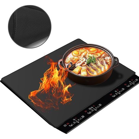 Tapis Pour Plaques À Induction 61.5x53cm,Plaque De Protection Anti-éclaboussures,Tapis De Cuisson En Silicone,Tapis De Protection Pour Table De Cuisson À Induction,Magnétique Cooktop Anti Rayures Non (1/5)