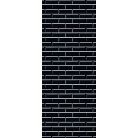 Panneau mural douche en alu-composite VIPANEL - Carrelage Décor Carrelage Rétro Noir - Finition Brillant - 100x255cm (1/5)