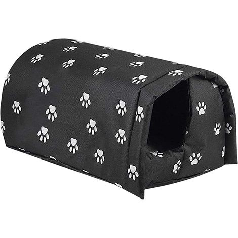 [SC] Niche d'extérieur imperméable et chaude pour chat, lavable et résistante aux intempéries, idéale pour les chats errants. Noir. (1/5)