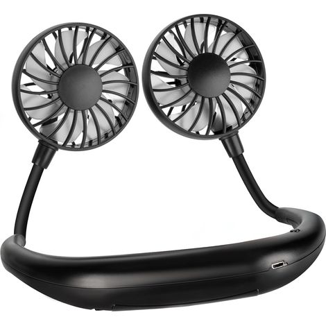 Nackenventilator 2000mAh USB leise tragbar Outdoor Schwarz (1/5)