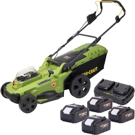 Procraft PLM22bb Akku Rasenmäher 40 V ( 2x 20 V ) 430 mm Brushless + 4x Akku 8,0 Ah + Ladegerät