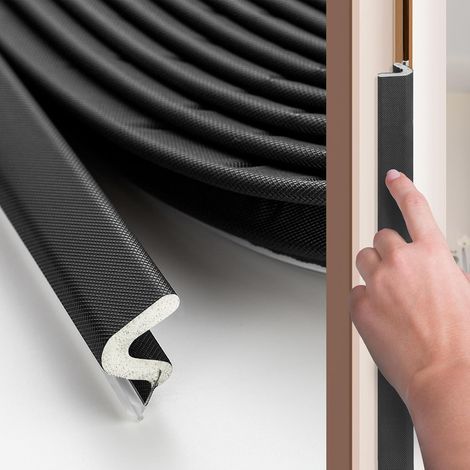 Guarnizione per porte, 12 m, striscia isolante acustica e termica a forma di V, adatta per grandi spazi, nera. (1/5)