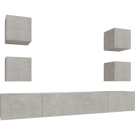 Maison Exclusive - 6-tlg. TV-Schrank-Set Betongrau Holzwerkstoff
