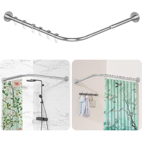 Bastone per tenda doccia angolare da fissare – acciaio inox 150–180 x 150–180 cm, facile montaggio, asta doccia universale (1/5)