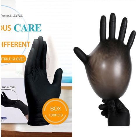 Schwarze Schutzhandschuhe aus nitrilmodifiziertem synthetischem PVC, Karton mit 100 Stück, hohe Elastizität, geeignet für die Gastronomie und die Lebensmittelverarbeitung. (1/5)