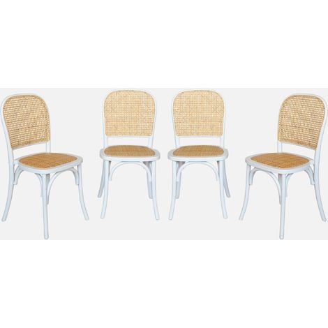 Set 4 sedie in legno e rattan vintage (1/5)