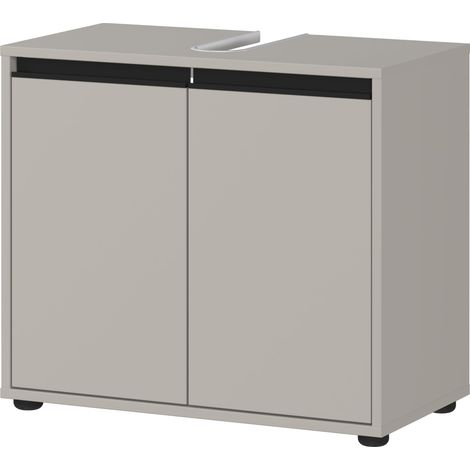 Meuble sous-lavabo, en Gris Pierre, avec Siphon découpé, 63 x 55 x 34 cm (LxHxP) (1/5)