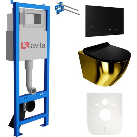 LAVITA WC Set mit Vorwandelement, Wand-WC und Spülknopf (1/5)