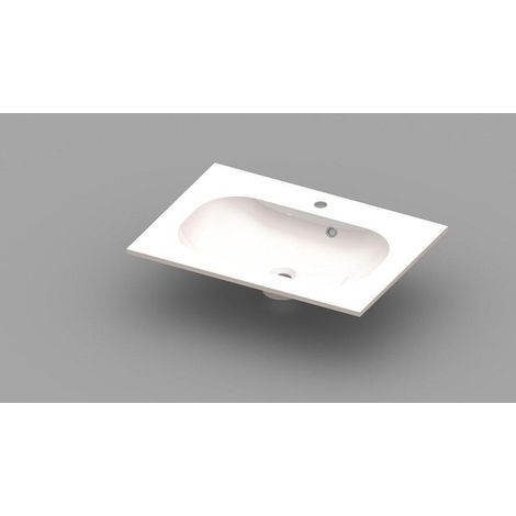 Nemo Spring Ovum lavabo pour meuble 700 x 500 x 200 mm avec trop-plein marbre de synthèse blanc (1/2)