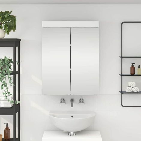 Badezimmerspiegelschrank mit Regal TULUM Weiß 60 x 16,5 x 78 cm