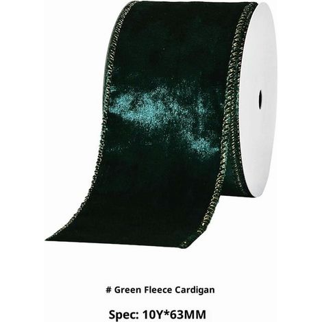 Ruban Velours - Bord Filé - 6,3 cm x 9,14 m - Pour Décoration De Sapin De Noël, Guirlandes Et Couronnes (1/5)