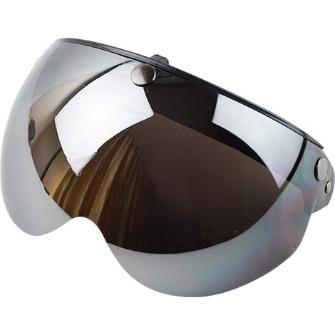 Vintage Helmet Goggles – Universal Retro Helmet Visor with 3 Press Stud Bumpers, Half Visor for Motorcycle Helmets (Silver) (1/5)