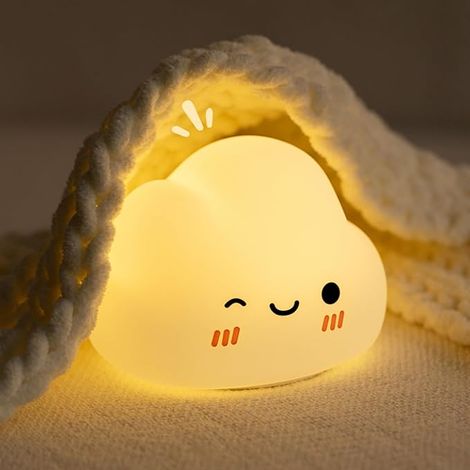 Luce notturna a forma di nuvola - Luce notturna ricaricabile per bambini - Luce ambientale - Luce notturna in silicone - Luce sognante - Funzione timer di 30 minuti - Compagna per il sonno (1/5)