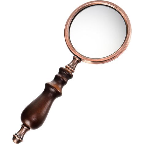 Houhence – Loupe de lecture 10X avec poignée en bois amovible – Alliage de zinc et lentille en verre optique – Grossissement élevé pour détails fins (1/5)