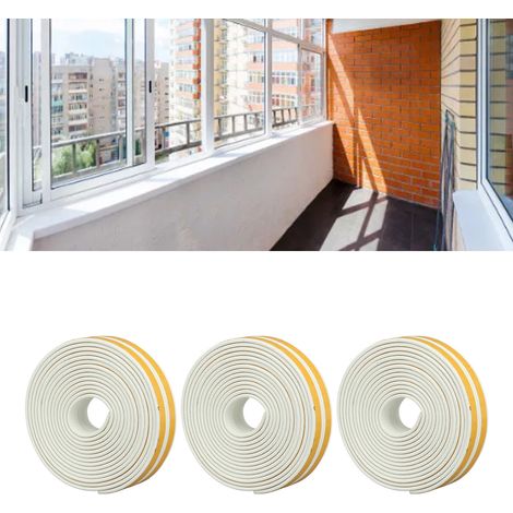 Six bandes d'étanchéité de 923000 mm, outils de calfeutrage, bandes auto-adhésives blanches pour les joints et les bas de fenêtres et de portes. (1/5)