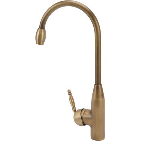 Robinet de salle de bains en laiton Antique, robinet de cuisine à poignée unique, robinet d'eau chaude et froide, petit cygne Antique (1/5)