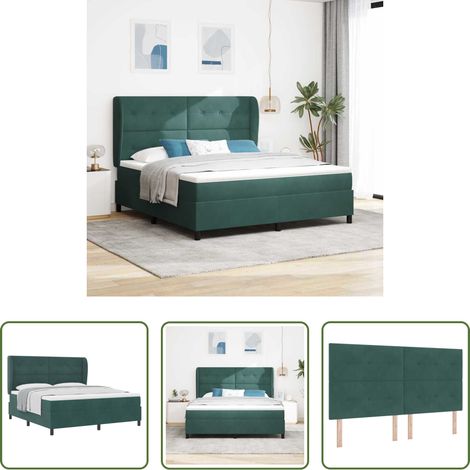Matratze -  Boxspringbett mit Matratze Dunkelgrün 200 x 180 cm Samt (1/5)