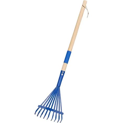 (Bleu) ABWZ - Râteau pour enfants avec manche en bois dur et design mignon, outil de jardin pour enfants de plus de 3 ans (1/5)