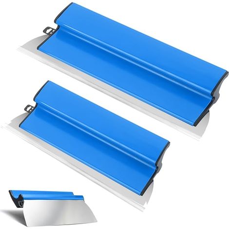Truelle en Acier Inoxydable, Jeu de truelles en 2 pièces, Outils pour Murs, truelle de Finition pour cloisons sèches, spatule de lissage, Lames de lissage Flexibles pour Le plâtrage des Murs,25-40 cm (1/5)