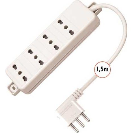 Multipresa 4 Posti 10/16A Bipasso Con Cavo di 1,5m Bianca